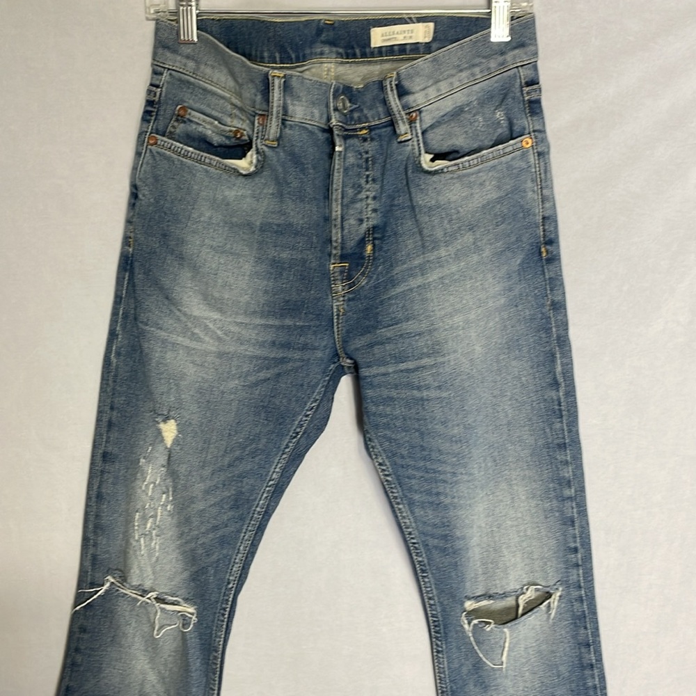 All Saints Men's Blue Distressed Jeans - Picture 2 of 5